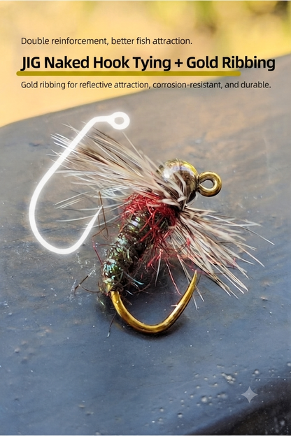 DZ Angling | Tungsten Bead Head UV Flash Jig Nymph – Professional Subsurface Fly Fishing Lure with Luminous Glow Effect (10#, 5-Piece / 10-Piece Pack)