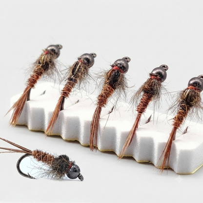 DZ Angling Beadhead Pheasant Tail Nymph Fly Fishing Lures - 10 Pack ,Weighted Tungsten Bead Subsurface Wet Flies for Trout Grayling, Sizes 14# 16# 18#