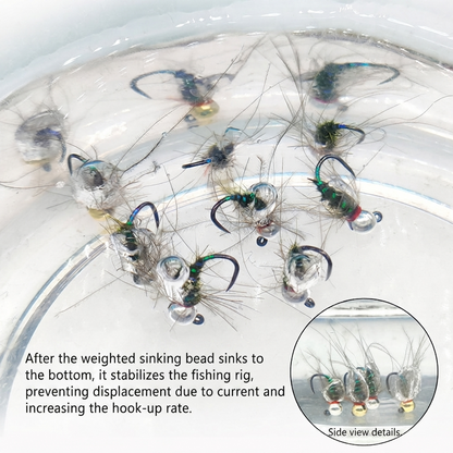 DZ Angling Slotted Tungsten Bead Jig Nymphs - 10/5 Pack, Barbless/Barbed Euro Nymphing Flies with Hot Spot, Fast-Sinking Subsurface Wet Flies for Trout & Grayling