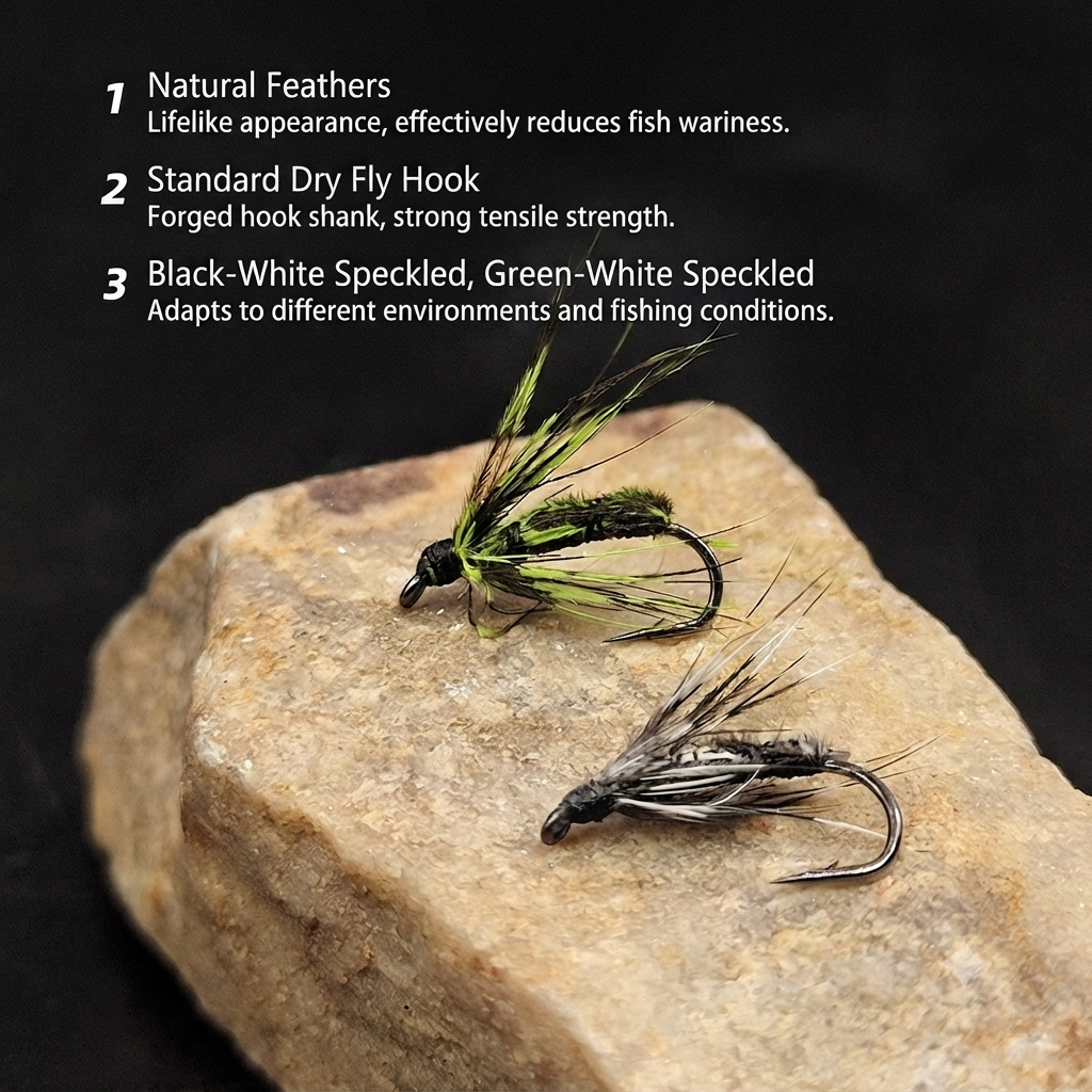 DZ Angling| 10-Pack Hand-Tied Black Mosquito Dry Fly - High-Simulation Floating Midge Pattern for Trout, Chub, and Micro-Fishing (#14-#18)