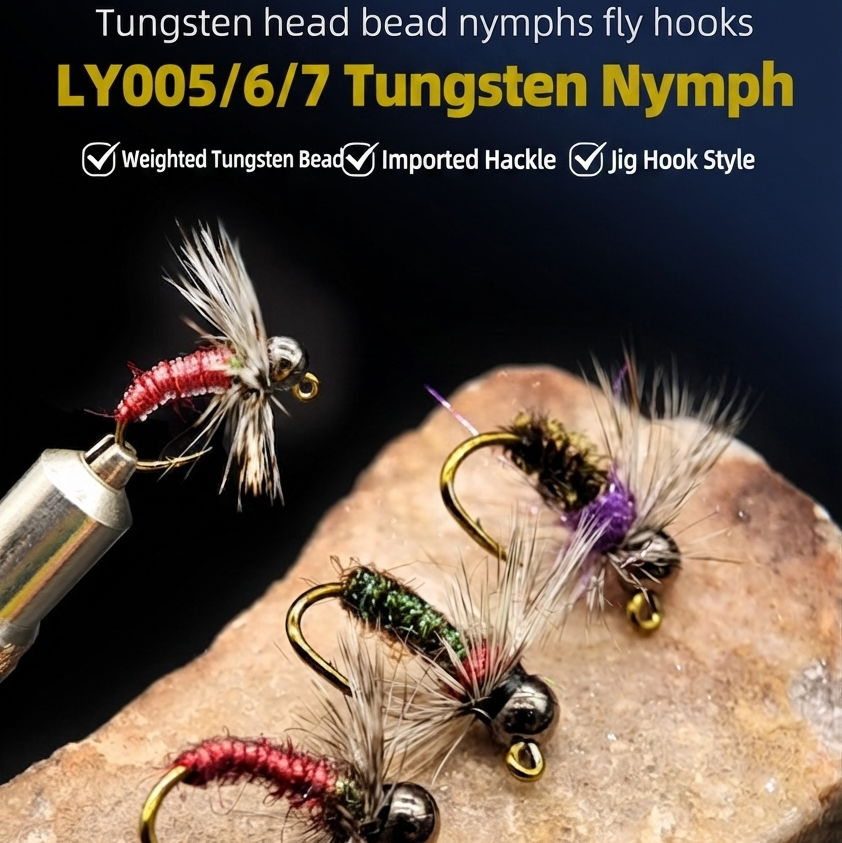DZ Angling | Tungsten Bead Head UV Flash Jig Nymph – Professional Subsurface Fly Fishing Lure with Luminous Glow Effect (10#, 5-Piece / 10-Piece Pack)