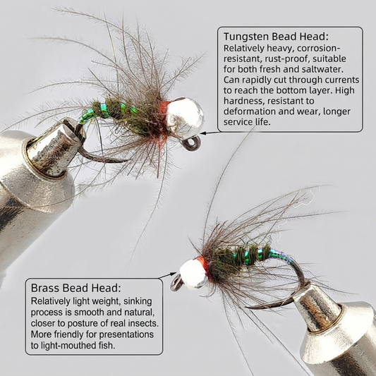 DZ Angling Slotted Tungsten Bead Jig Nymphs - 10/5 Pack, Barbless/Barbed Euro Nymphing Flies with Hot Spot, Fast-Sinking Subsurface Wet Flies for Trout & Grayling