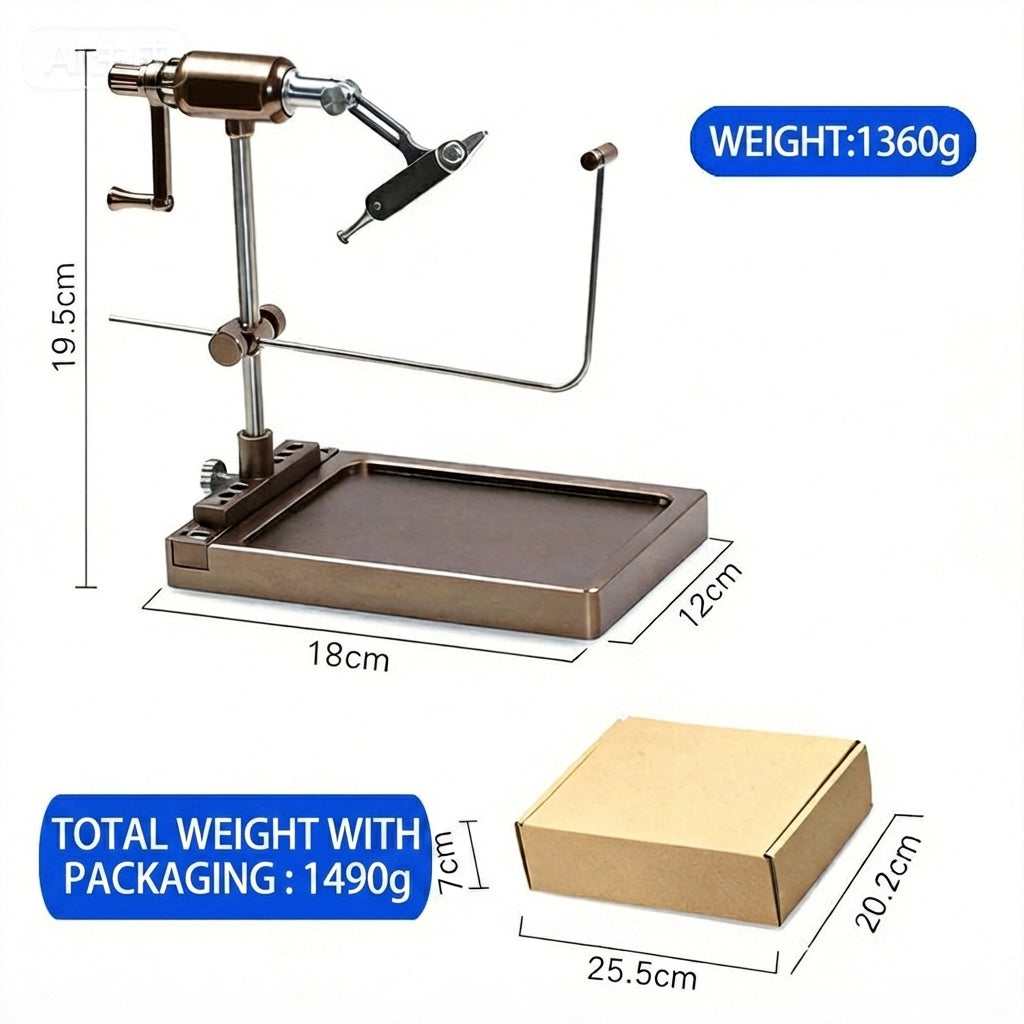 Professional Rotary Fly Tying Vise - Precision Tool for Hand-Tied Fishing Flies (Includes 5-Piece Tool Starter Kit),Lifetime warranty