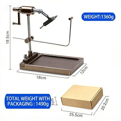 Professional Rotary Fly Tying Vise - Precision Tool for Hand-Tied Fishing Flies (Includes 5-Piece Tool Starter Kit),Lifetime warranty