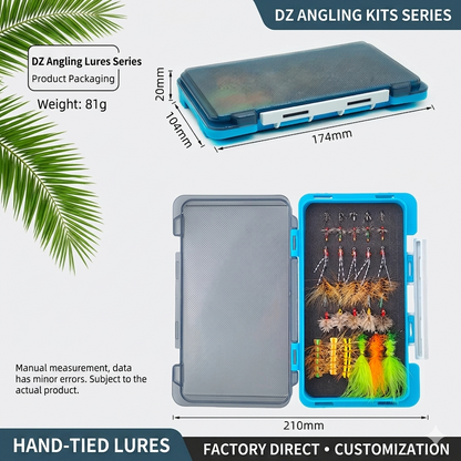 DZ Angling Premium Fly Fishing Lure Kits | 20-31 PCS Hand-Tied Streamers Nymphs Wet Flies Assortment with Waterproof Box