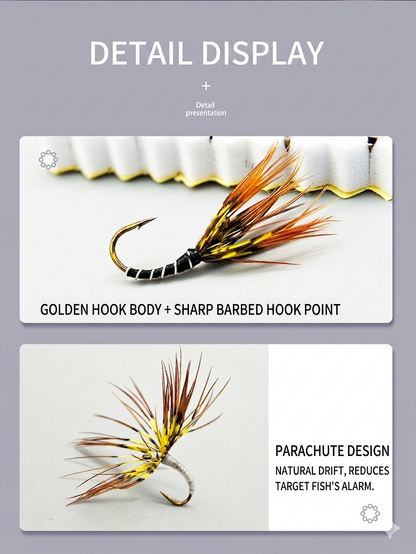 8Pcs Tenkara Fly Fishing Flies -  Hand-Tied Sakasa Kebari Set, #12 High-Carbon Hooks with Premium Natural Feathers