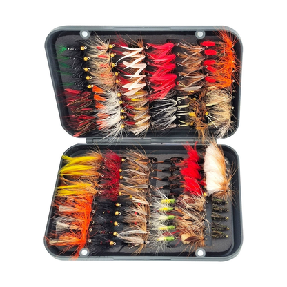 120pcs Fly Fishing Flies Kit - Ultimate Dry & Wet Fly Lures Assortment with Waterproof Fly Box, Hand-Tied Trout, Bass & Salmon Fishing Gear, High-Value Fishing Gift Set