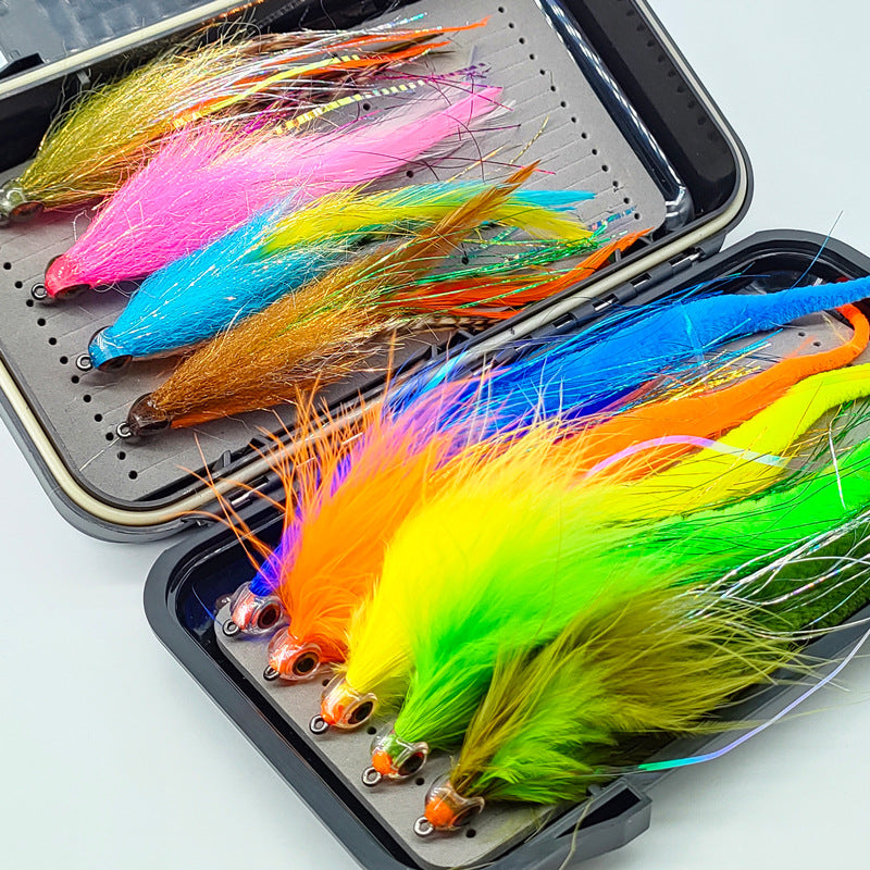 9 PCS Big Game Bass & Pike Streamer Fly Kit | 2/0# Heavy Duty Hook Saltwater Baitfish Lure Set with Waterproof Box