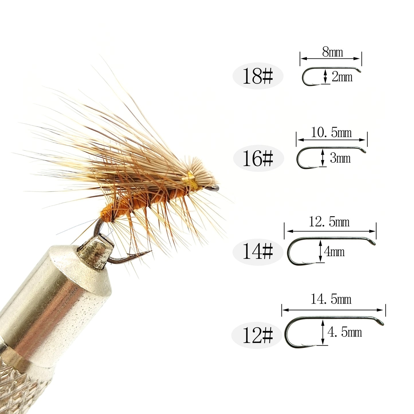 DZ Angling | 10-Pack Hand-Tied Deer Hair Caddis Dry Fly - Floating Adult Caddisfly Pattern for Trout, Chub, and Stream Micro-Fishing (#12-18)