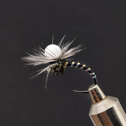DzAngling 10-Pack Dry Flies #14 Barbless Floating Foam Mayfly Dun – High-Visibility High-Buoyancy Hand-Tied Fly Fishing Lures with Reflective Tinsel Abdomen for Trout, Grayling & Panfish