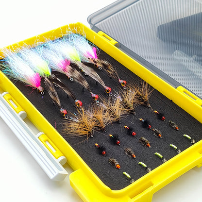 DZ Angling Premium Fly Fishing Lure Kits | 20-31 PCS Hand-Tied Streamers Nymphs Wet Flies Assortment with Waterproof Box