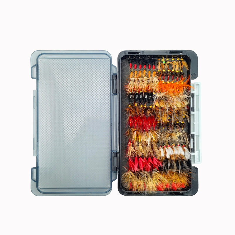 120-Piece Professional Hand-Tied Fly Fishing Flies Assortment | Dry, Wet, Nymphs & Emergers Kit with Waterproof Box