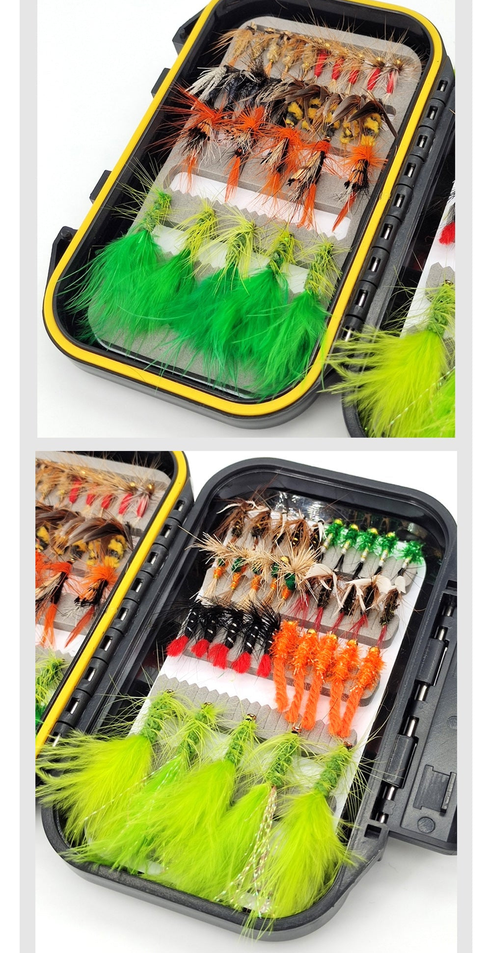 65pcs  Master Fly Set - Full Water Column Coverage - Nymph, Streamer, Dry, Wet Assortment - Versatile Sizes #6 to #14