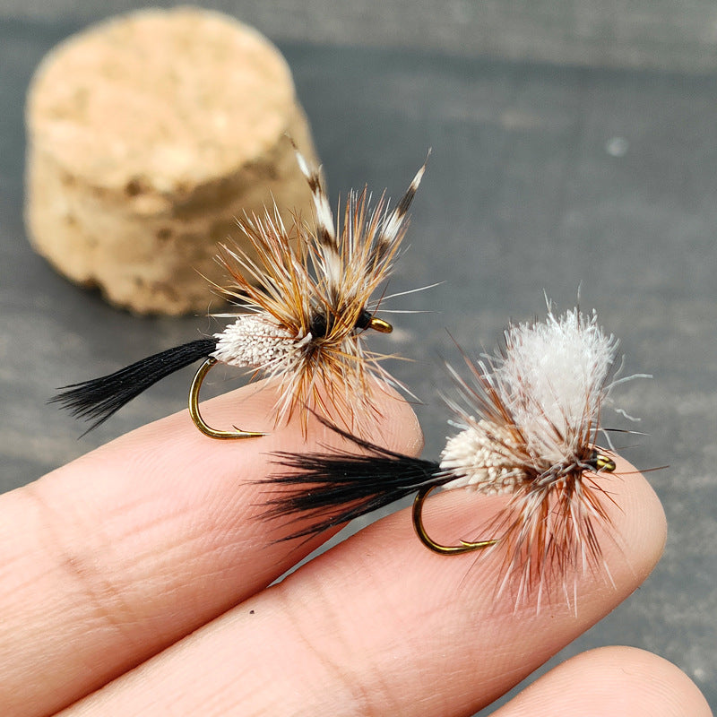 5-Pack Dry Fly Fishing Lures - Classic Topwater Mimicry with Durable Synthetic Fiber Body - High Buoyancy Surface Bait for Trout, Chub, and Panfish, Hook Size #14