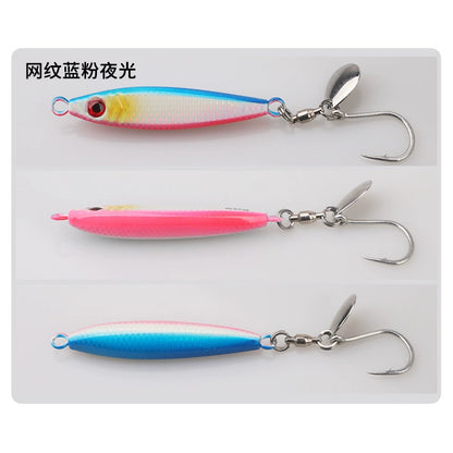 Slow Pitch Jig Lure for Sea Fishing – UV Reflective "Chubby" Metal Vibration Bait with Spinner Blade & Single Hook, Multiple Weights (0.5oz–3.5oz) for Mackerel, Tuna, Spanish Mackerel, Barracuda