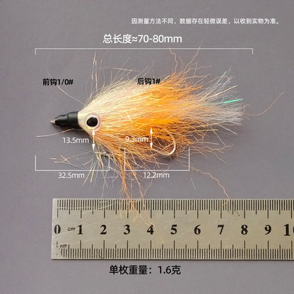 DZ Angling | Premium Hand-Tied Baitfish Streamer (5-Pack) – UV-Reflective Synthetic Minnow with 3D Eyes & Dual-Hook Rigging for Aggressive Predators