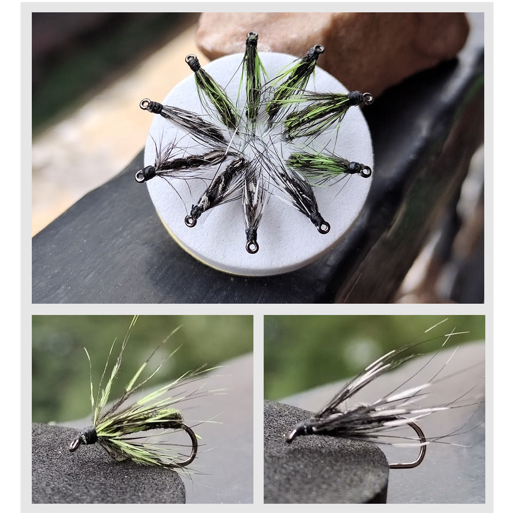 DZ Angling| 10-Pack Hand-Tied Black Mosquito Dry Fly - High-Simulation Floating Midge Pattern for Trout, Chub, and Micro-Fishing (#14-#18)