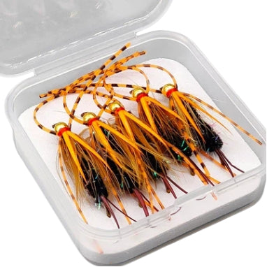 5-Pack New Prince Nymph Fly Fishing Lures - Ultra-Realistic Hand-Tied Nymphs with Spotted Silicone Legs & Golden Bead Head, Size #6 Tea Gold Hooks, Vibrant Trout & Bass Flies Assortment