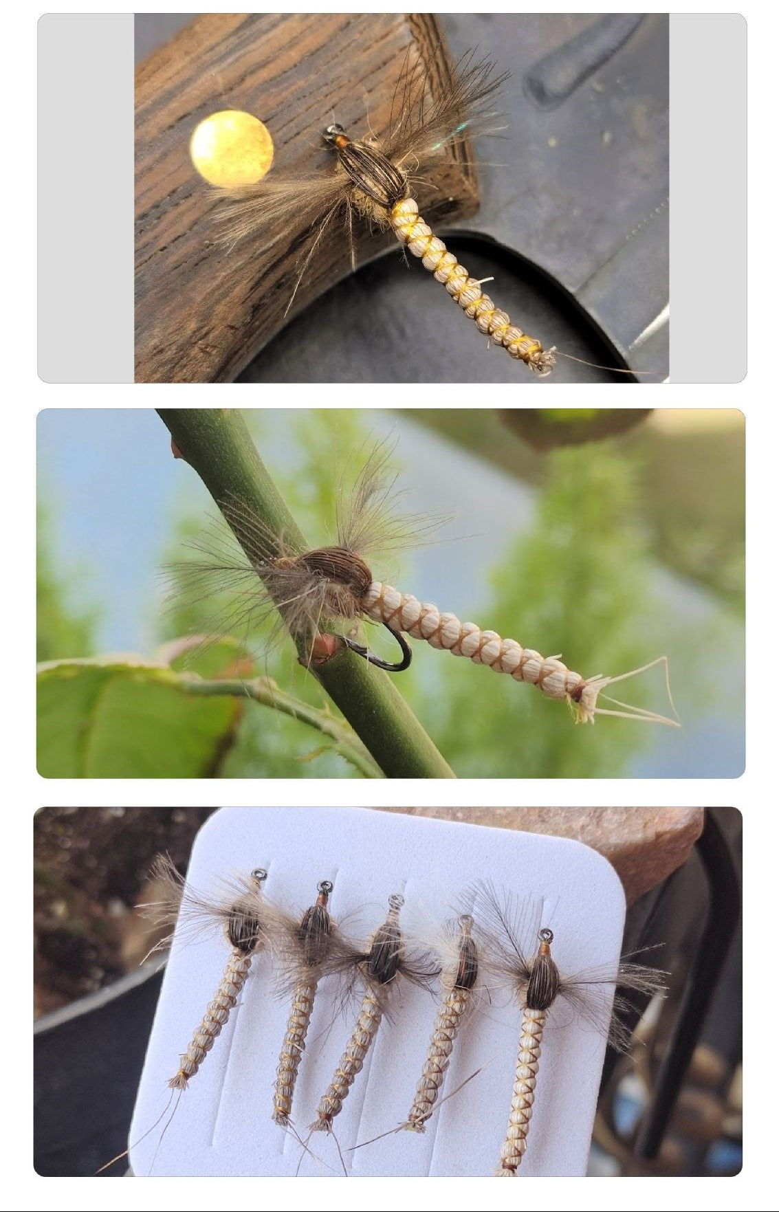 Professional Hand-Tied Mayfly Dry Fly Assortment (5-Pack) | Realistic Adult Mayfly Imitation with CDC & Deer Hair for Trout Fishing
