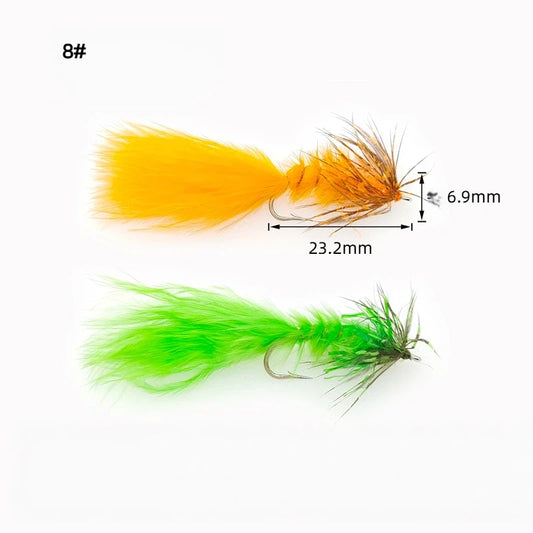 Flies – Natural Feathers, High-Visibility Colors, Size 8 Hook | Ideal for Trout, Grayling, Bass & More in Streams, Lakes & Low-Visibility Water