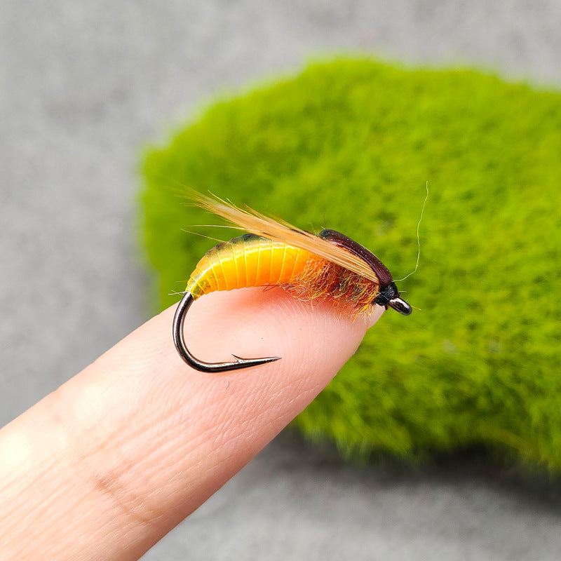 Fly Fishing Nymph Flies Assortment - Bead Head Caddis Pupa Larva Lures, Realistic Stonefly & Mayfly Imitations for Trout, Bass, and Carp, 6-Pack Hand-Tied Fishing Baits