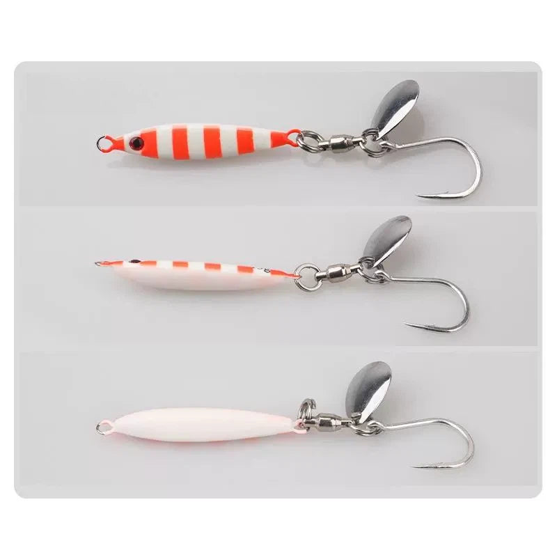 Slow Pitch Jig Lure for Sea Fishing – UV Reflective "Chubby" Metal Vibration Bait with Spinner Blade & Single Hook, Multiple Weights (0.5oz–3.5oz) for Mackerel, Tuna, Spanish Mackerel, Barracuda