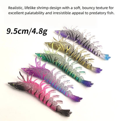 Lure Shrimp Soft Bait — Realistic, lifelike shrimp design with a soft, bouncy texture for excellent palatability and irresistible appeal to predatory fish.Glow-in-the-dark