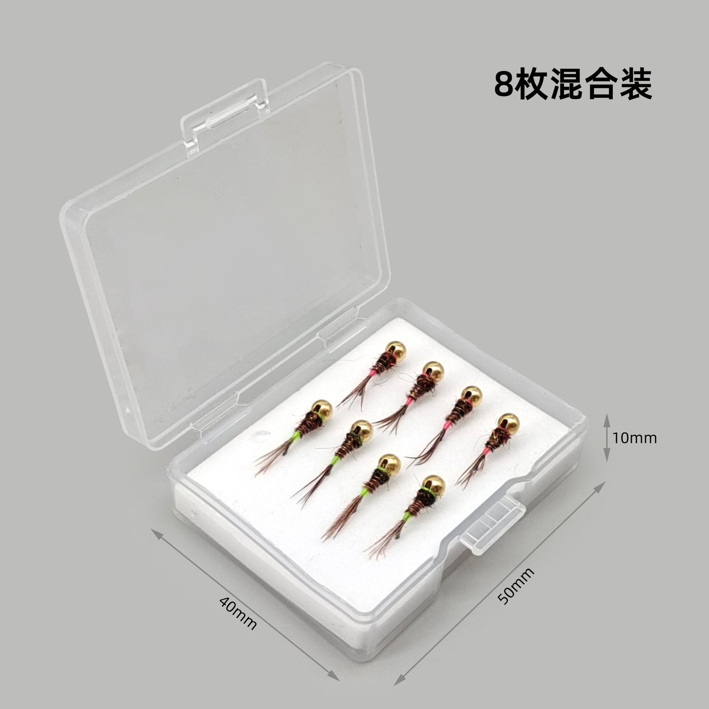 DZ Angling 8-Pack Weighted Tungsten Beadhead Nymph Flies - Hand-Tied Barbless Sinking Nymph Lures for Trout, Grayling, and Stream Micro Fishing (#14)