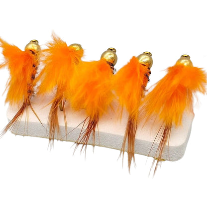 10pcs Orange Nymph Fly Fishing Lures - Bead Head Orange Wing Wet Flies, Realistic Aquatic Insect Imitation, Hand Tied Trout Flies with Size #10 Barbed Hooks