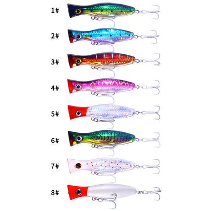 Heavy-Duty 1.52oz/5.12in Popper Lure for Saltwater & Freshwater – Long Casting Topwater Fishing Bait with Reinforced Hooks, Large Splashbait for Bass, Tuna, GT & Predator Fish (Bulk Pack)