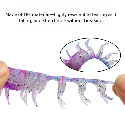 Lure Shrimp Soft Bait — Realistic, lifelike shrimp design with a soft, bouncy texture for excellent palatability and irresistible appeal to predatory fish.Glow-in-the-dark