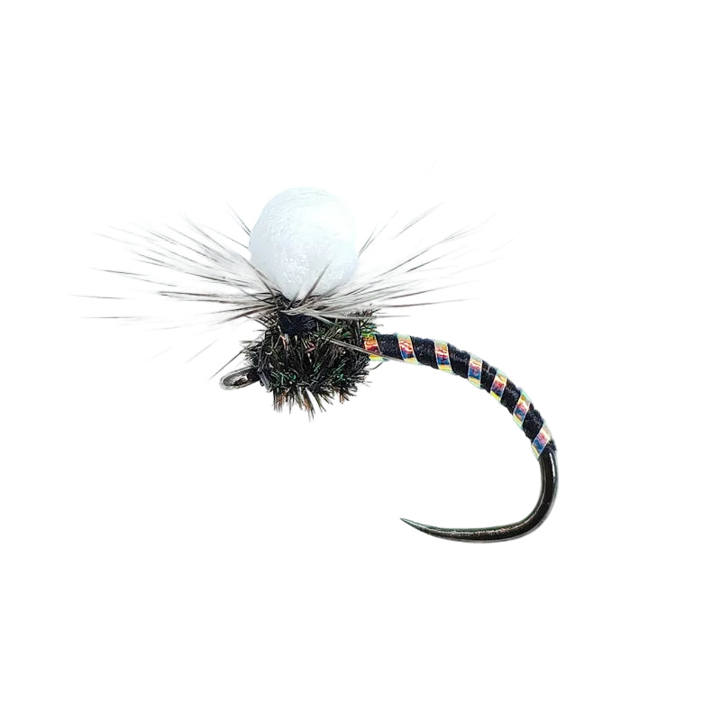DzAngling 10-Pack Dry Flies #14 Barbless Floating Foam Mayfly Dun – High-Visibility High-Buoyancy Hand-Tied Fly Fishing Lures with Reflective Tinsel Abdomen for Trout, Grayling & Panfish