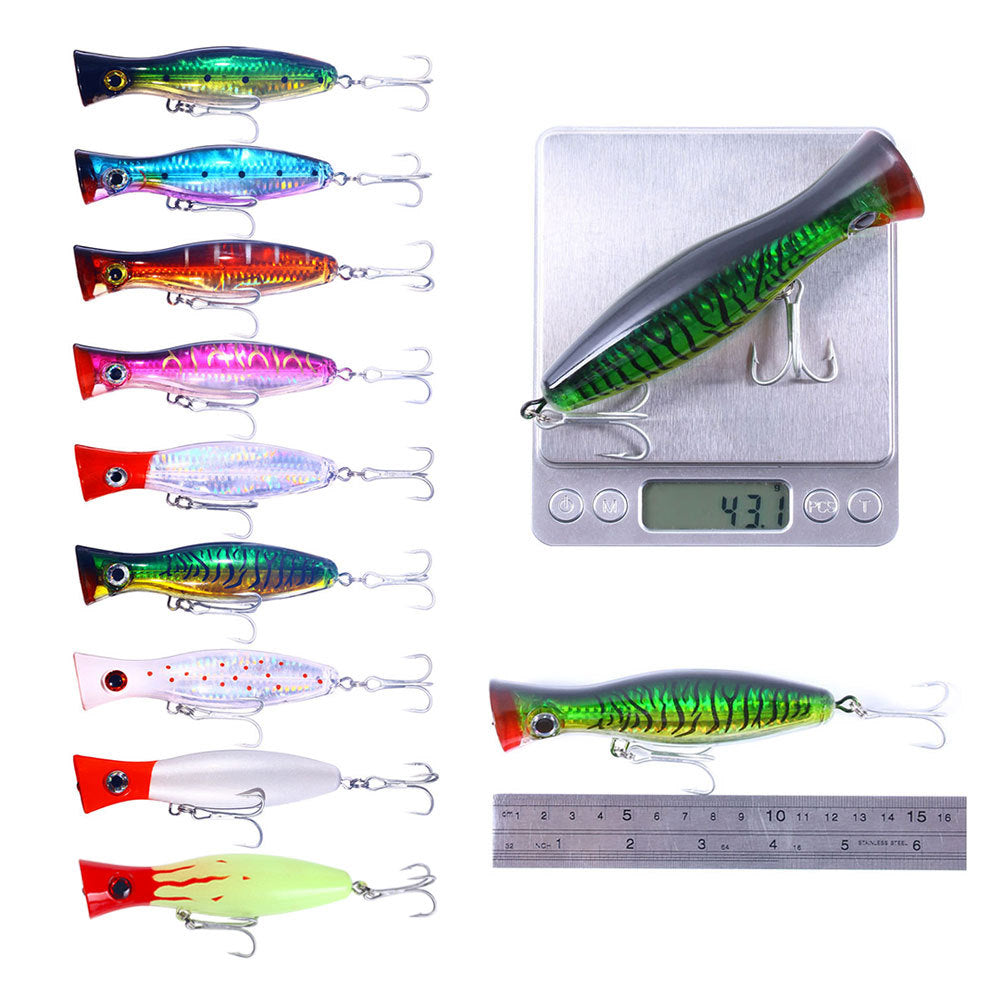 Heavy-Duty 1.52oz/5.12in Popper Lure for Saltwater & Freshwater – Long Casting Topwater Fishing Bait with Reinforced Hooks, Large Splashbait for Bass, Tuna, GT & Predator Fish (Bulk Pack)