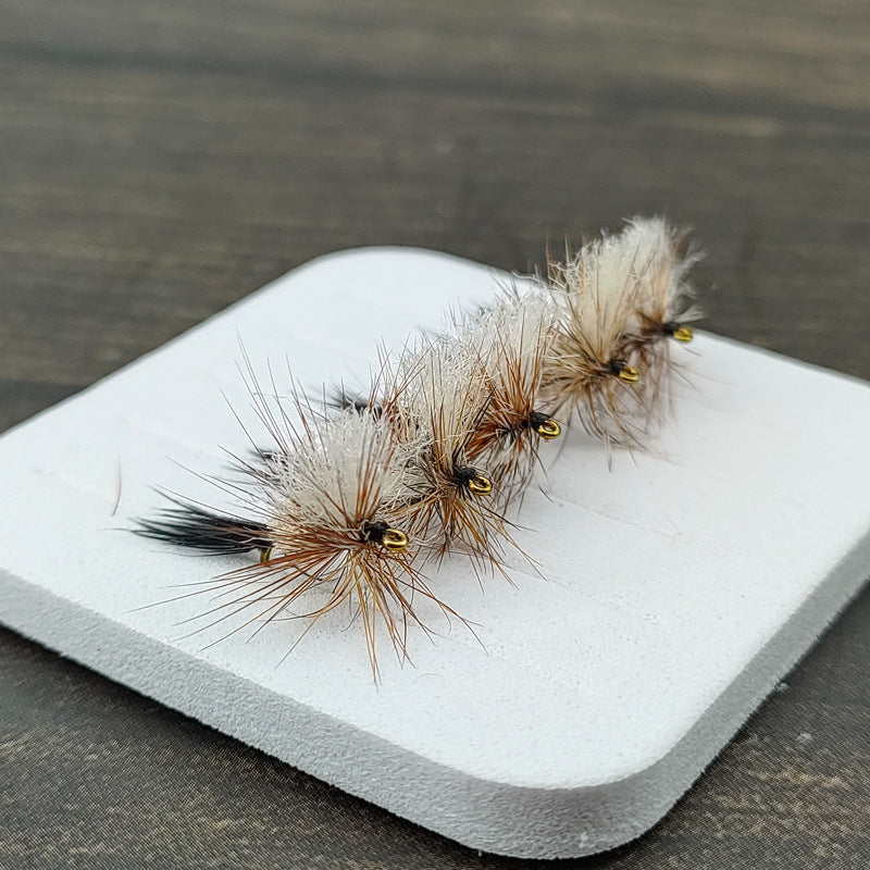 5-Pack Dry Fly Fishing Lures - Classic Topwater Mimicry with Durable Synthetic Fiber Body - High Buoyancy Surface Bait for Trout, Chub, and Panfish, Hook Size #14