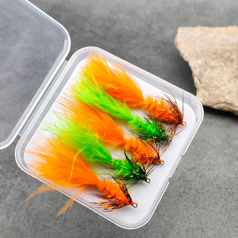 Flies – Natural Feathers, High-Visibility Colors, Size 8 Hook