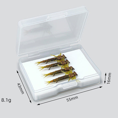 Realistic Nymph Soft Fishing Lures – 8-Pack Stonefly & Caddisfly Larvae Artificial Bait with Barbed Hooks, Ideal for Trout & Freshwater Fly Fishing
