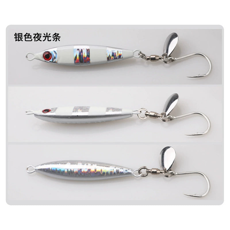 Slow Pitch Jig Lure for Sea Fishing – UV Reflective "Chubby" Metal Vibration Bait with Spinner Blade & Single Hook, Multiple Weights (0.5oz–3.5oz) for Mackerel, Tuna, Spanish Mackerel, Barracuda