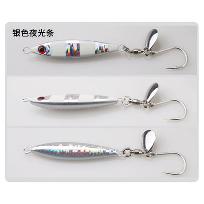 Slow Pitch Jig Lure for Sea Fishing – UV Reflective "Chubby" Metal Vibration Bait with Spinner Blade & Single Hook, Multiple Weights (0.5oz–3.5oz) for Mackerel, Tuna, Spanish Mackerel, Barracuda