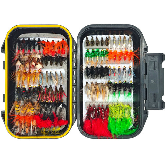110pcs  Master Fly Set - Full Water Column Coverage - Nymph, Streamer, Dry, Wet Assortment - Versatile Sizes #6 to #14