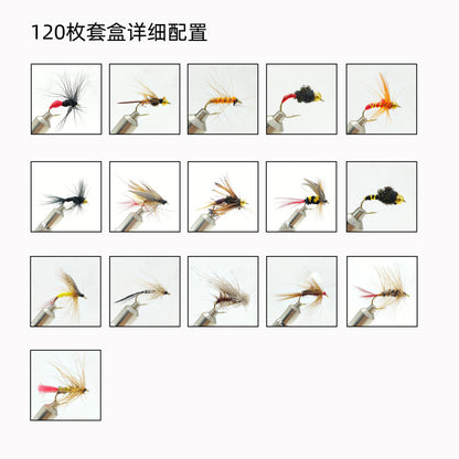 120-Piece Professional Hand-Tied Fly Fishing Flies Assortment | Dry, Wet, Nymphs & Emergers Kit with Waterproof Box