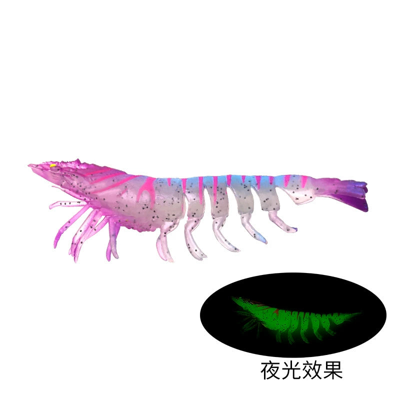 Lure Shrimp Soft Bait — Realistic, lifelike shrimp design with a soft, bouncy texture for excellent palatability and irresistible appeal to predatory fish.Glow-in-the-dark
