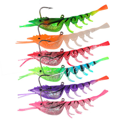 10-Packs Wholesale High-Realism Multi-Section Shrimp Imitation Lure 0.21oz/0.45oz, Soft Water-Sinking Lure with Single Hook and Lead, Soft, Durable, and Bite-Resistant