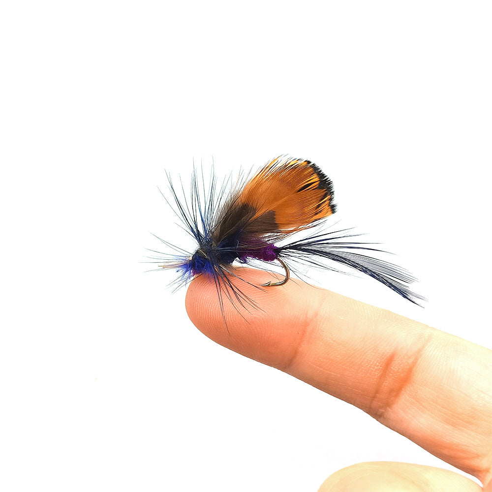12-Pack Realistic Butterfly Fly Fishing Lures with Waterproof Case - Ultra-Lifelike Bionic Dry Flies, Mixed Sizes #10 & #12, Hand-Tied Surface Floating Baits for Trout & Bass