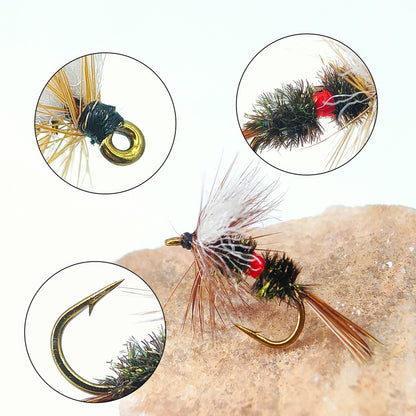 Royal Wulff Dry Fly Fishing Lures - Ultra-Buoyant High-Float Mayfly & Caddis Imitation - Premium Hand-Tied Trout Flies with Hydrophobic Hackle for Fast Water & Riffles,Hook Size #14