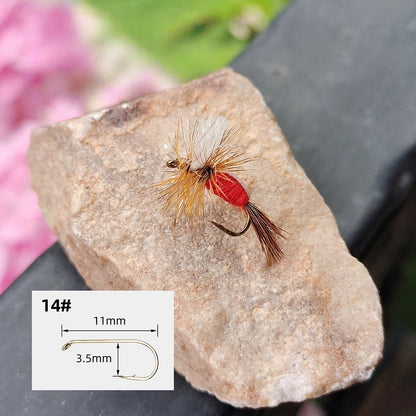 Red Humpy Dry Fly Fishing Lures - (5Pcs/10Pcs) High Buoyancy Hand-Tied Floating Flies with Deer Hair & Hackle, Professional Topwater Baits for Trout, Bass, Panfish, Size #14