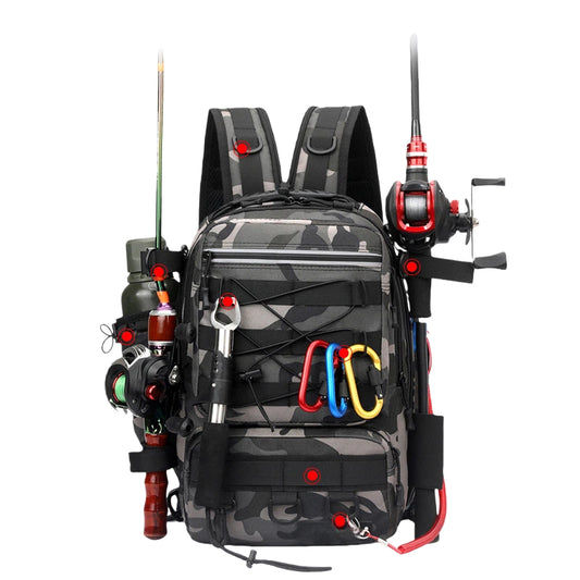 3-in-1 Convertible Lure Fishing Backpack – Large Capacity Tackle Bag with Rod Holder, Waterproof Compartments, and Waist Strap for Bass, Pike & Outdoor Angling