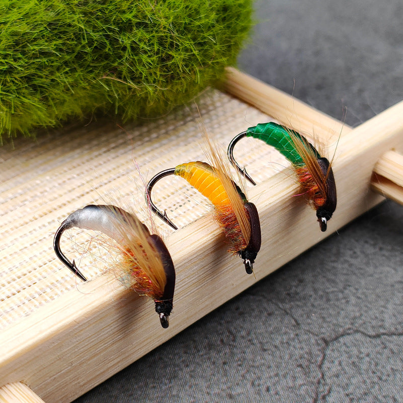 Fly Fishing Nymph Flies Assortment - Bead Head Caddis Pupa Larva Lures, Realistic Stonefly & Mayfly Imitations for Trout, Bass, and Carp, 6-Pack Hand-Tied Fishing Baits