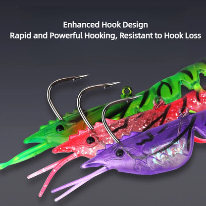 10-Packs Wholesale High-Realism Multi-Section Shrimp Imitation Lure 0.21oz/0.45oz, Soft Water-Sinking Lure with Single Hook and Lead, Soft, Durable, and Bite-Resistant