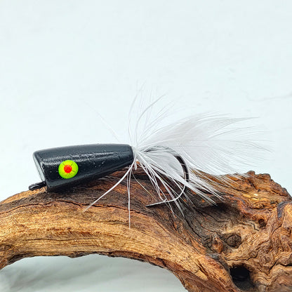 Pro 5-Pack Saltwater & Freshwater Feathery Popper Fly Lures - 4/0# Hook  - Topwater Poppers for Trout, Pike, Tarpon & Striped Bass