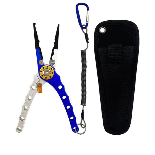 Aluminum Alloy Multi-Color Fishing Pliers Set – 3-in-1 Hook Remover, Line Cutter & Fish Lip Gripper with Lanyard and Carry Pouch for Saltwater, Lure & Bass Anglers